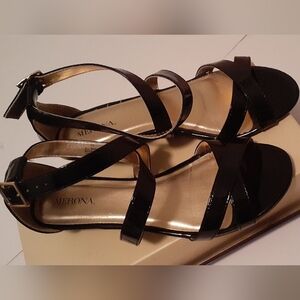Merona Faux Patent Leather Mini Wedge Black 7.5